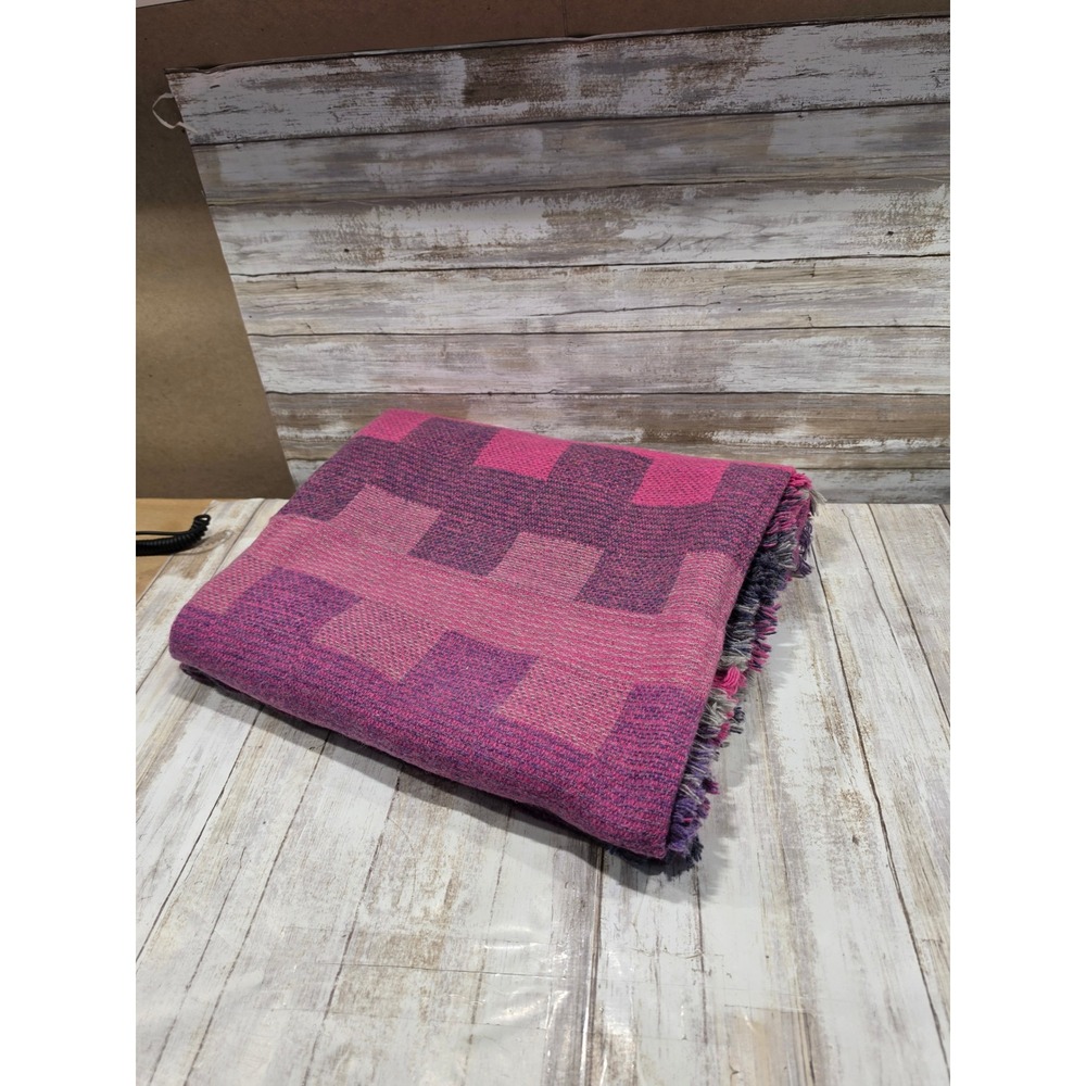 Avoca Handweavers Pink Purple Wool Throw Blanket Hand Woven Ireland 51x71
